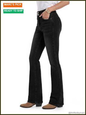 Women's Tall Bootcut Jeans Stretchy Denim Mid Rise 5-Pocket